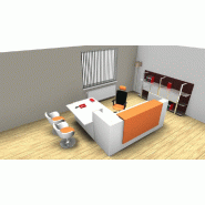 Bureau d'accueil angle Z2 avec accès bas sur le côté - Officity. - Orange, Gauche, Blanc_2