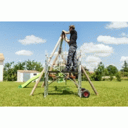 Échafaudage aluminium HAILO - roues tout-terrain, hauteur de travail 3 m pour jardin_2