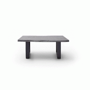 Table basse Claren - plateau 110 cm en acacia laqué gris - piétement en U laqué anthracite_2