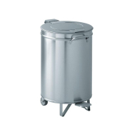 Poubelle tout inox avec couvercle à pédale et 2 roulettes pivotantes_2