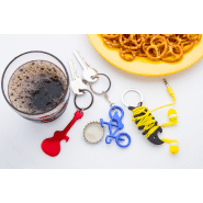 Porte-clés publicitaires en aluminium - Forme poisson avec décapsuleur - Couleur noire_2