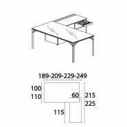 Bureau d'angle X8 avec plateau en verre - Officity. - 249, Verre Blanc, Gauche_2