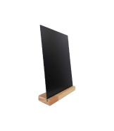 Porte menu de table en bois brut - Dimensions 21 x 6,5 x 2,4 cm avec rainure inclinée et ardoise - Lot de 2 - Référence : PFN57ZBRUTA4_2