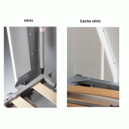 Armoire lit escamotable Traccia - Structure blanche avec canapé intégré en tissu rouge, accoudoirs larges, couchage 160x200 cm_2