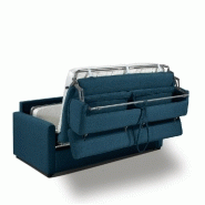 Canapé convertible express Darwin - Têtières réglables - Couchage 140x197 cm - Matelas 16 cm - Tissu tweed bleu pétrole_2