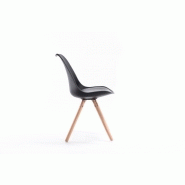 Lot de 2 chaises SANDO - Polypropylène noir avec coussin en polyuréthane et pieds en bois - Design chic et moderne_2