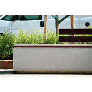 Banc public Kube Plus UM372LP - béton armé hydrofuge, structure inox et lattes bois tropical_2