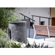 Poubelle publique Circular Plus PA600G - acier perforé, traitement Ferrus, fixation au sol_2