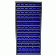 Armoire à bacs avec portes verrouillables - 40 bacs polypropylène, structure acier - Sans portes / Bleu / 84 x 1L_2