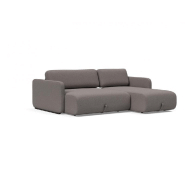 Innovation Living - Canapé d'angle méridienne convertible design VOGAN - Tissu Mixed Dance Grey avec étagère intégrée et couchage 120x200 cm_2