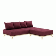 Canapé convertible futon Senza - Pin naturel - Coloris bordeaux - Couchage 90 x 200 cm - Marque KARUP_2