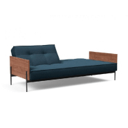 Canapé-lit Splitback Lauge - Innovation Living - Convertible 115x210 cm - Tissu Argus Navy Blue - Accoudoirs noyer_2