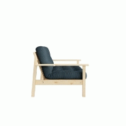 Canapé convertible futon UNWIND - Pin naturel - Coloris bleu pâle - Couchage 130 x 190 cm - Style scandinave et rétro_2