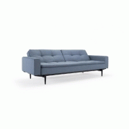 Canapé design Dublexo Styletto convertible - Avec accoudoirs - Lit 210x115 cm - Pieds laqués noir - Tissu Soft Indigo_2