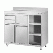 Meuble inox pour machine à café - 1200 x 600 mm - 2 tiroirs_2