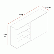 Armoire de bureau avec porte coulissante brillante - MDD - Gris anthracite, Blanc brillant_2