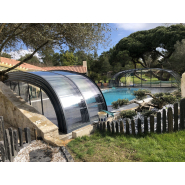 Abri de piscine haut télescopique - structure en aluminium thermolaqué époxy