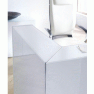 Grande banque d'accueil lumineuse modèle Linea version haute - MDD - Blanc, Support moniteur_2