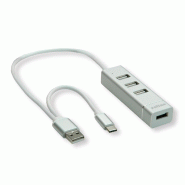 ROLINE Hub USB 2.0 pour portables, 4 ports, câble de raccordement type A+C_2