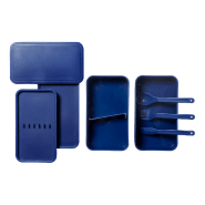 Boîte à lunch en plastique PP - avec set de couverts et sangle élastique - 2 compartiments de 700 ml chacun_2