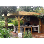 Préau moderne à toit plat - Pool House Groot 445 x 445 cm - Épicéa imprégné, poteaux 115 x 115 mm_2