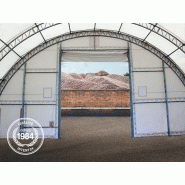 Tunnel de stockage / fermé / structure en acier / couverture en pe / ancrage au sol avec platine / porte / façade / pignon / 21 x 15.25 x 7.6 m_2