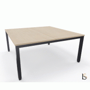 Bureau 2 personnes Tempo avec passe-câbles  - Mobel Linea - 120, Anthracite, Chêne moyen_3