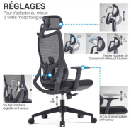 Fauteuil de Bureau Juan - Référence 6375 FR204 - Tissu synchrone avec soutien lombaire ergonomique réglable_2
