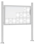 Vitrine extérieure anodisée 75 - sur poteaux oblongs - simple face - de 8 à 30 A4 - Plexi chocs_2