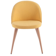 Lot de 4 chaises design scandinave - tissu jaune Velvet - piétement bois clair_2
