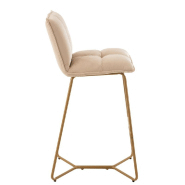 Chaise de bar RATRI - Velours beige, pieds métal couleur laiton - Design en vogue et confortable_2