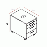 Caisson mobile 3 tiroirs série Pro - MDD - Blanc_2