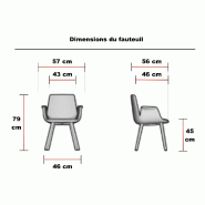 Chaise visiteurs RAN pieds bois - Mobel linea. - Anthracite foncé