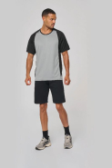 T-shirt de sport bicolore manches courtes unisexe - 100% polyester léger et résistant - Réf: PA467_2