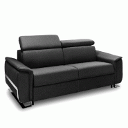 Canapé convertible express Réaumur - 140 cm - Matelas 16 cm - Pieds luge - Cuir vachette noir_2