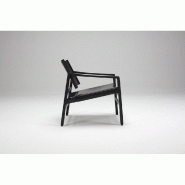 Fauteuil LUK en cuir noir - Structure et piètement en chêne massif teinté noir - Design scandinave_2