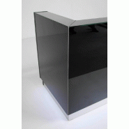 Banque d'accueil lumineuse en angle Linea avec accès bas - MDD - Gauche, Support moniteur, Noir_2