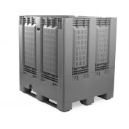 Caisse palette pliable en plastique - 120 x 100 cm - Hauteur 80 à 125 cm - Capacité 681 à 1174 litres - Fond et parois pleins ou ajourés_3