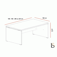 Bureau de direction TAK plateau rectangulaire - Mobel Linea - 180, Chêne grisé_3