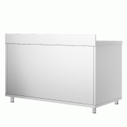 Meuble bas inox adossé P 600 mm avec portes - 1400_2