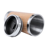 Mug thermos - isotherme en acier inoxydable avec double paroi en bambou - 450 ml_2