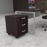 Caisson à roulettes 3 tiroirs uni - MOBEL LINEA - Wengé_2