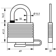 Cadenas à clé Bumper 45 mm bleu - Corps acier zingué et anse cémentée - Marque Thirard_2