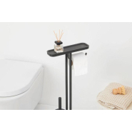 Brabantia MindSet Serviteur de toilettes -Mineral Infinite Grey avec étagère, porte-rouleau et brosse de toilettes_2