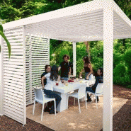 Panneau brise-vue latéral à ventelles 1,2 m - pour pergola bioclimatique Ombrea - couleur blanc_2