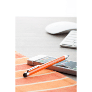 Stylo à bille en aluminium - stylet intégré - couleur orange - encre bleue_2