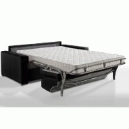 Canapé convertible 2-3 places Excellence - Sommier à lattes - Matelas mémoire de forme 18 cm - Cuir vachette noir - 120 cm_2