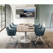 Table de réunion forme tonneau IDEA - Quadrifoglio - Blanc 9010, Wenge_2