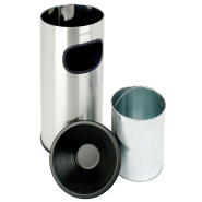Cendrier poubelle 30L - inox et métal - anti-fumée avec entonnoir et kit de montage_2