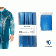 Blouses Imperméables Jetables à Boutons Pression - Carton de 30 sachets de 10 - Bleu_2